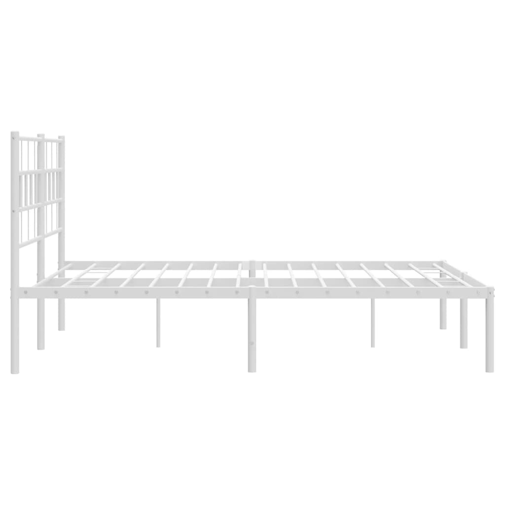 Cadre de lit métal sans matelas et tête de lit blanc 140x200 cm - XIOS