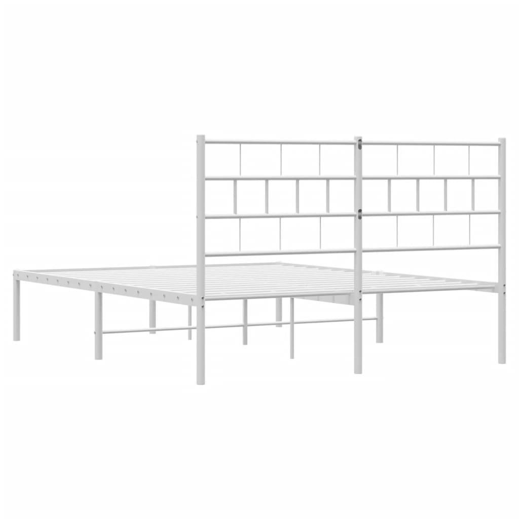 Cadre de lit métal sans matelas et tête de lit blanc 140x200 cm - XIOS
