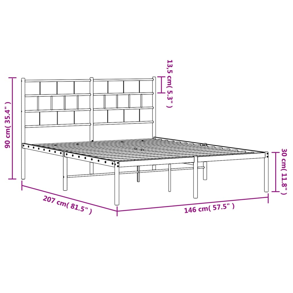 Cadre de lit métal sans matelas et tête de lit blanc 140x200 cm - XIOS