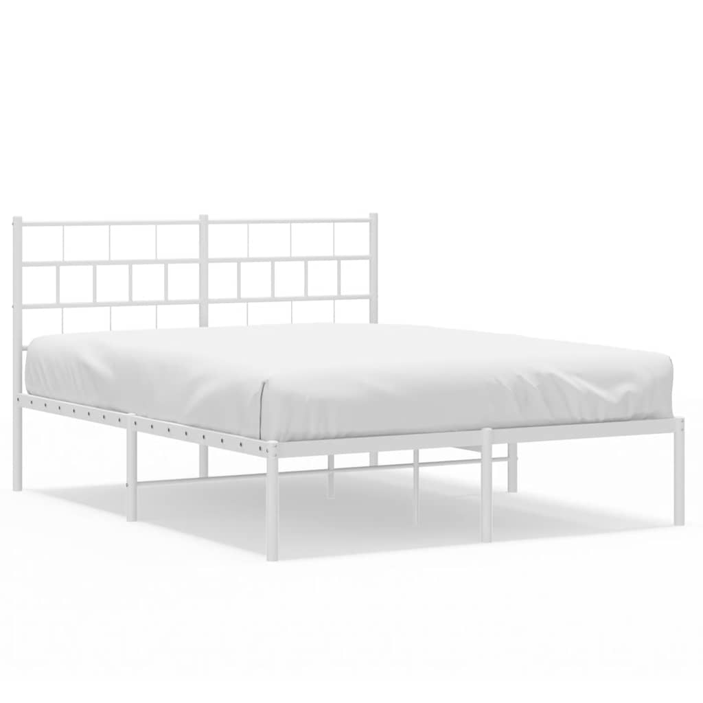 Cadre de lit métal sans matelas et tête de lit blanc 150x200 cm - XIOS