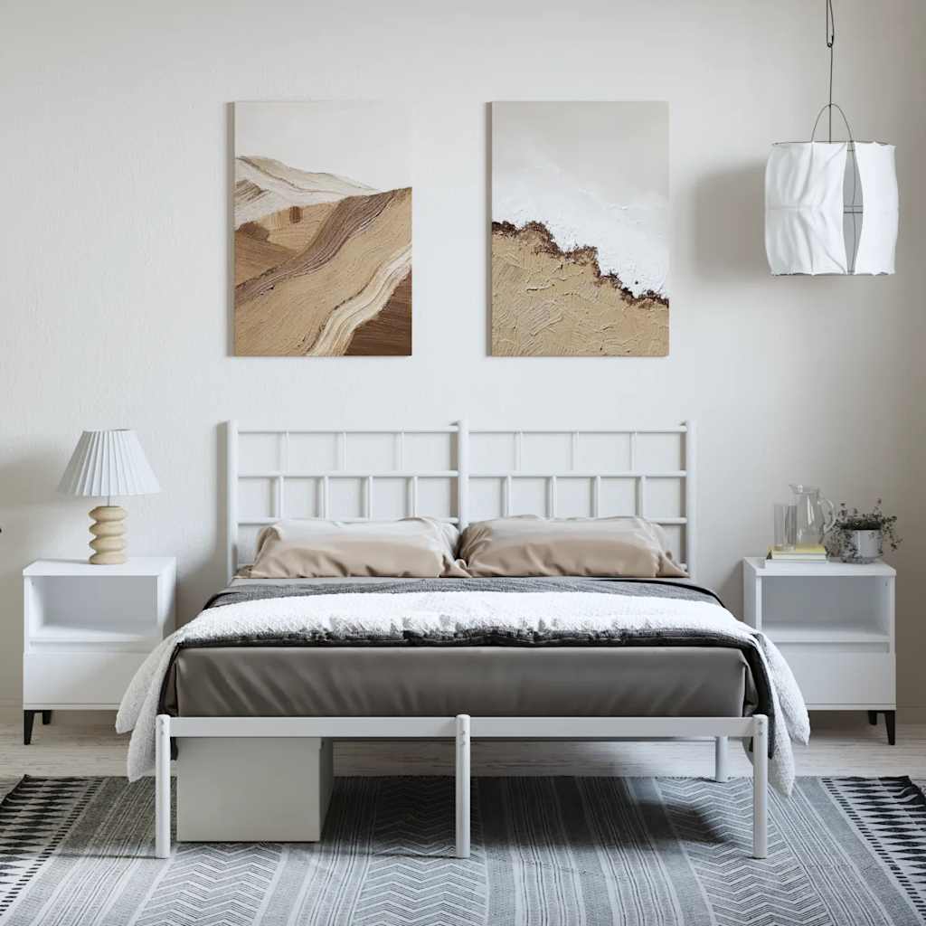 Cadre de lit métal sans matelas et tête de lit blanc 150x200 cm - XIOS