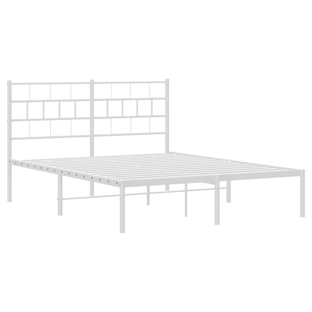 Cadre de lit métal sans matelas et tête de lit blanc 150x200 cm - XIOS