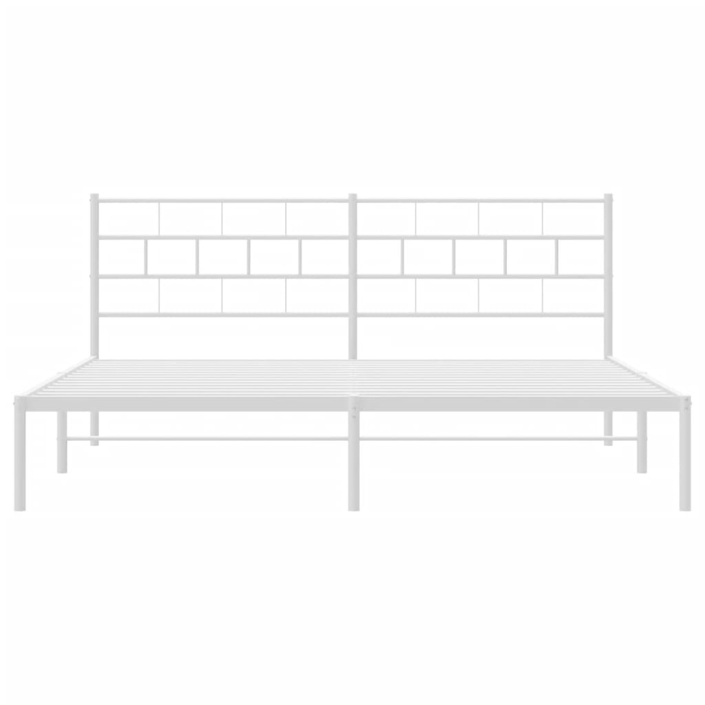 Cadre de lit métal sans matelas et tête de lit blanc 180x200 cm - XIOS