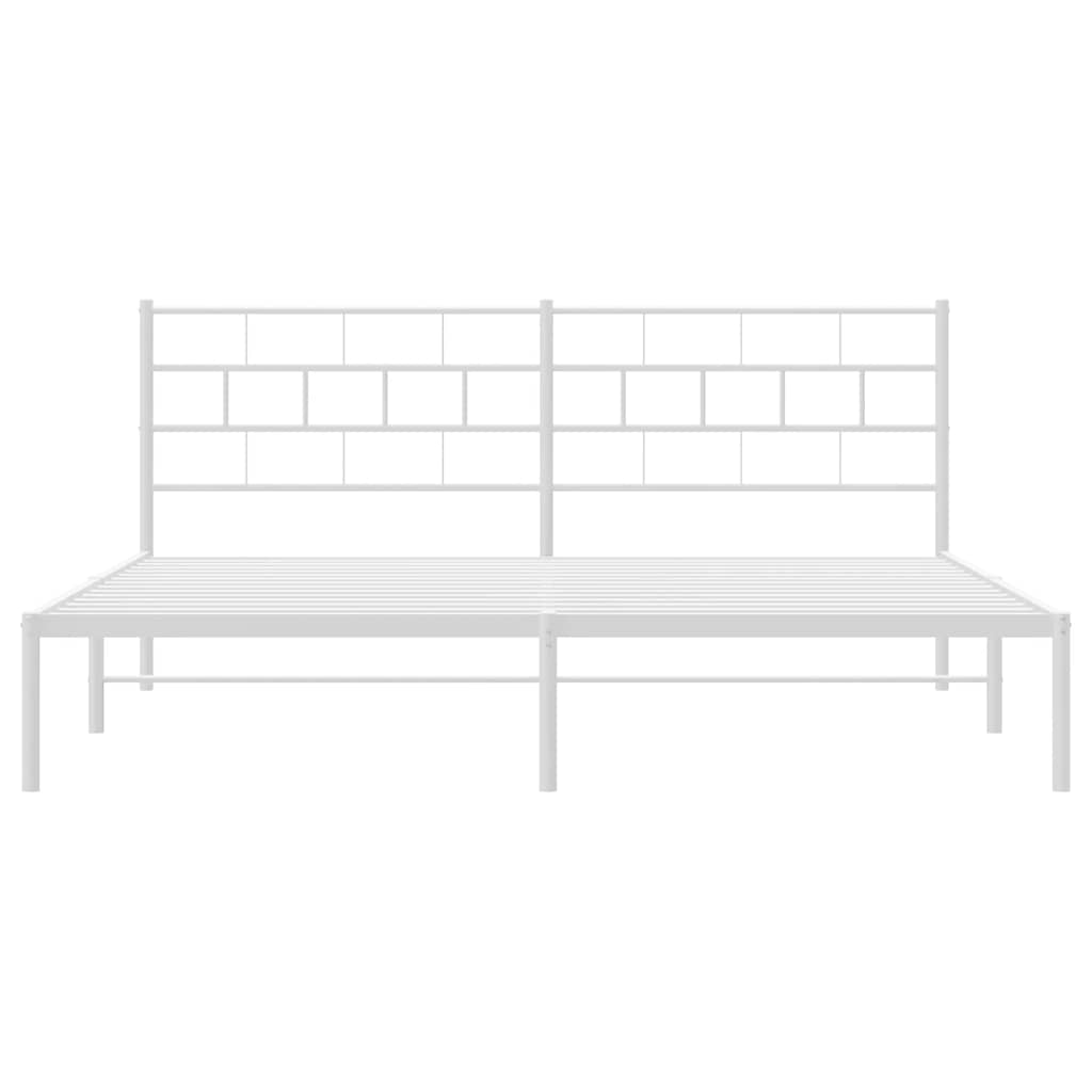 Cadre de lit métal sans matelas et tête de lit blanc 183x213 cm - XIOS
