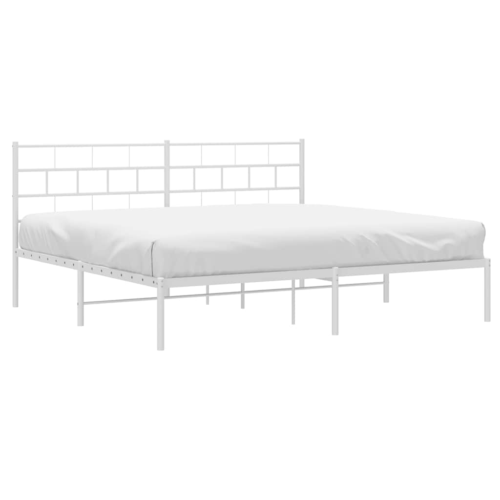 Cadre de lit métal sans matelas et tête de lit blanc 193x203 cm - XIOS