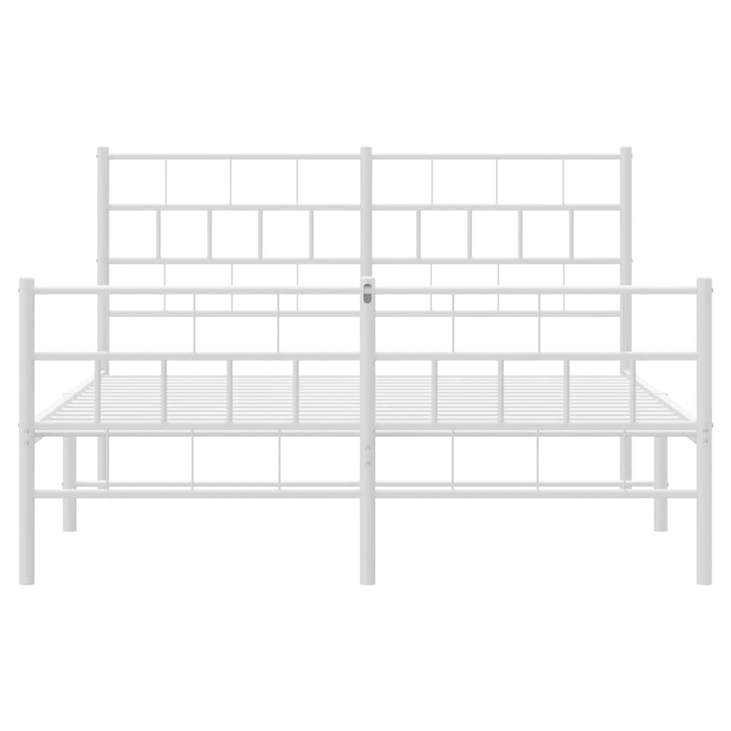 Cadre de lit métal sans matelas et pied de lit blanc 135x190 cm - XIOS