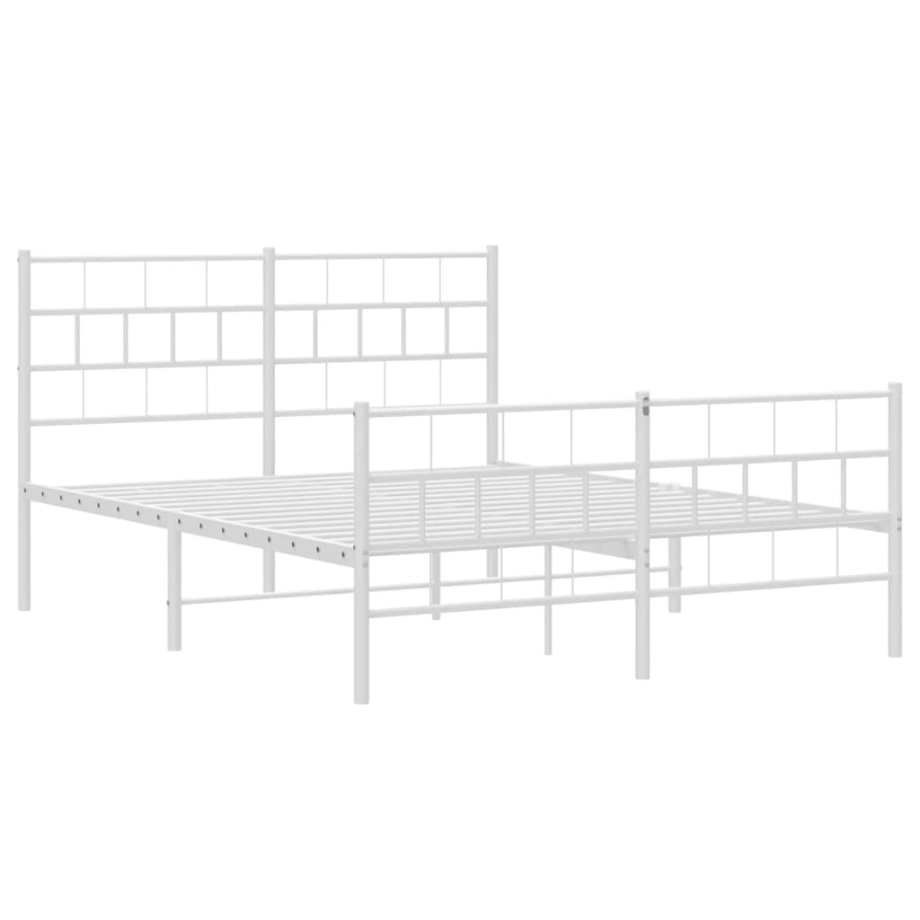Cadre de lit métal sans matelas et pied de lit blanc 140x200 cm - XIOS