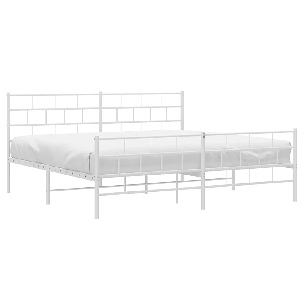 Cadre de lit métal sans matelas et pied de lit blanc 183x213 cm - XIOS