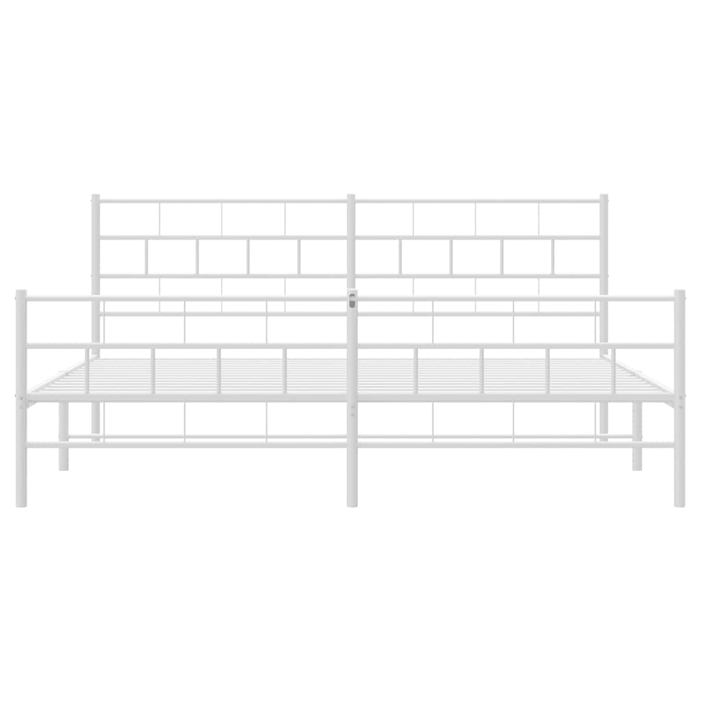 Cadre de lit métal sans matelas et pied de lit blanc 183x213 cm - XIOS