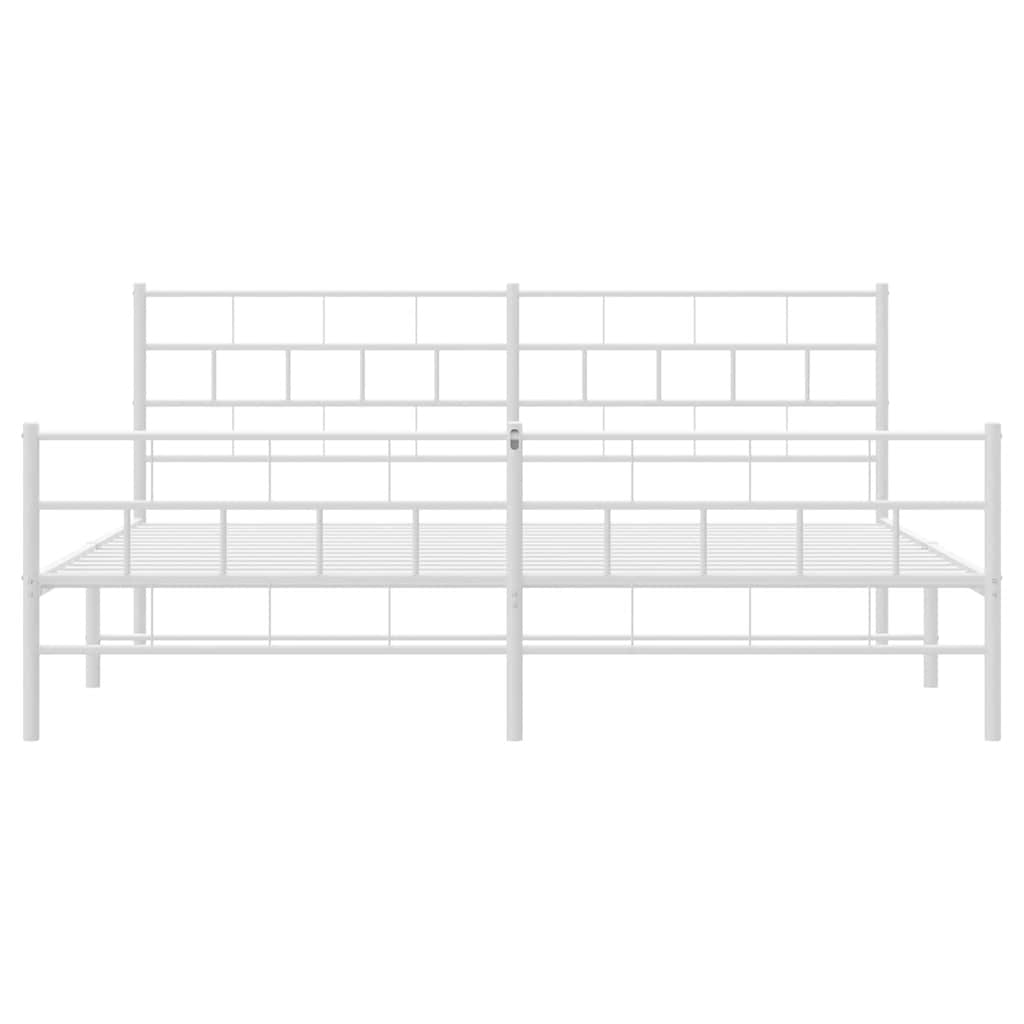 Cadre de lit métal sans matelas et pied de lit blanc 193x203 cm - XIOS