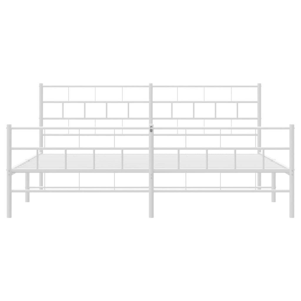 Cadre de lit métal sans matelas et pied de lit blanc 200x200 cm - XIOS