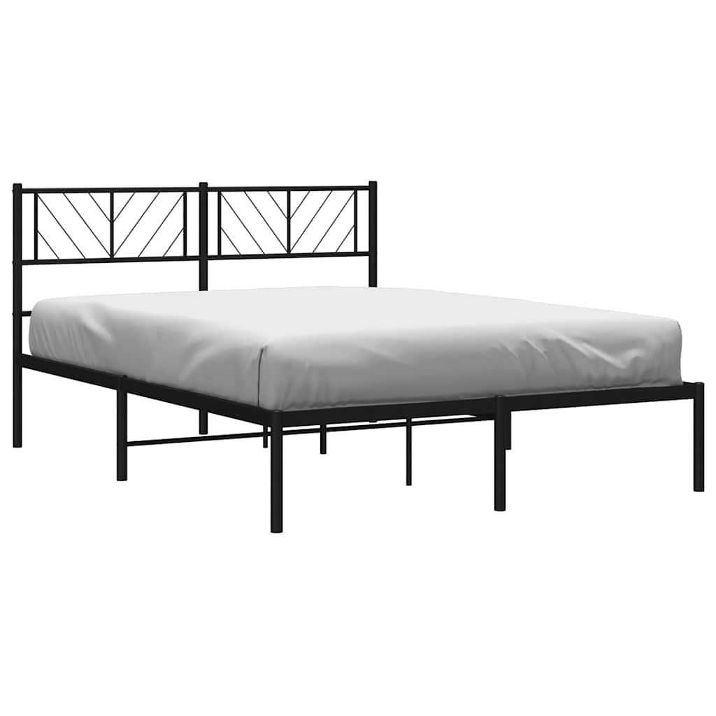 Cadre de lit métal sans matelas avec tête de lit noir 135x190cm - XIOS