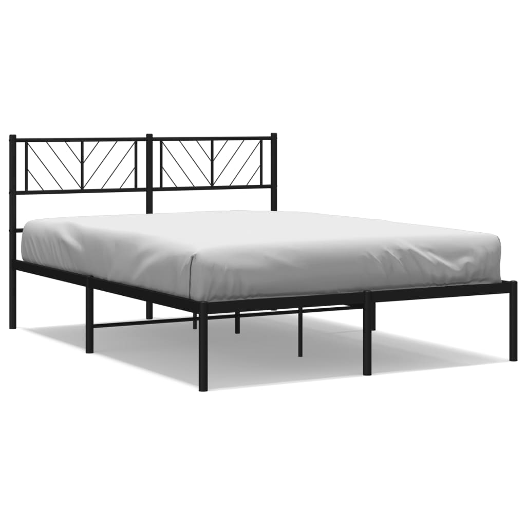 Cadre de lit métal sans matelas avec tête de lit noir 140x200cm - XIOS