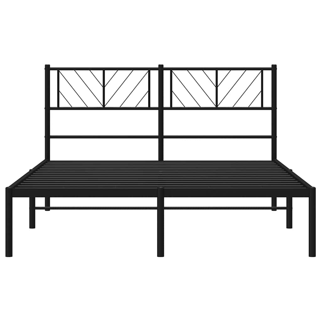 Cadre de lit métal sans matelas avec tête de lit noir 150x200cm - XIOS