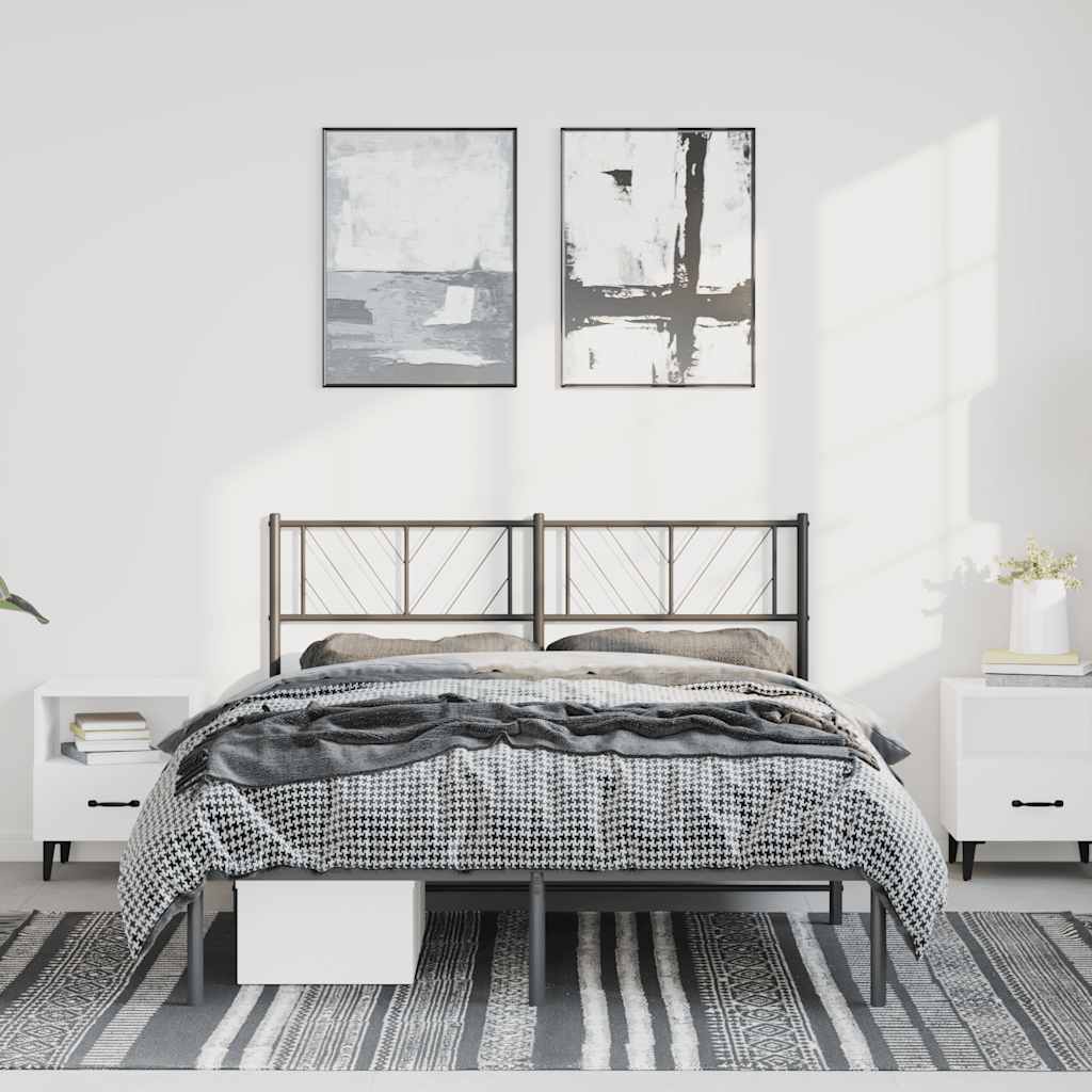 Cadre de lit métal sans matelas avec tête de lit noir 150x200cm - XIOS
