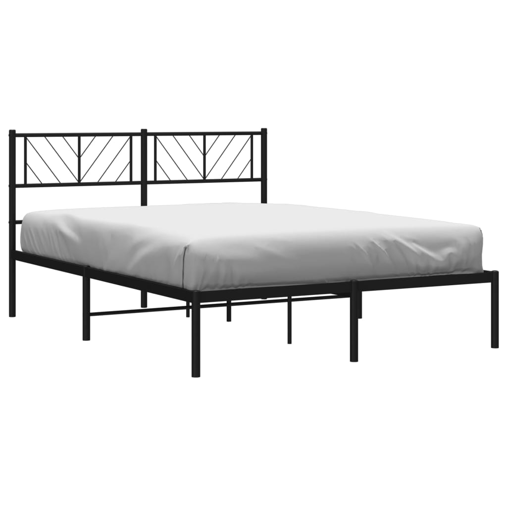 Cadre de lit métal sans matelas et tête de lit noir 160x200 cm - XIOS