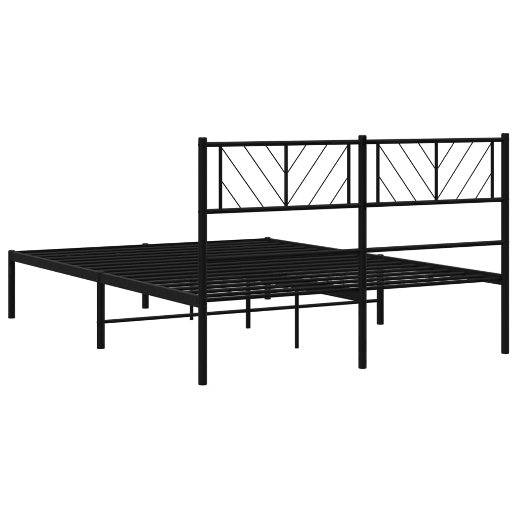 Cadre de lit métal sans matelas et tête de lit noir 160x200 cm - XIOS