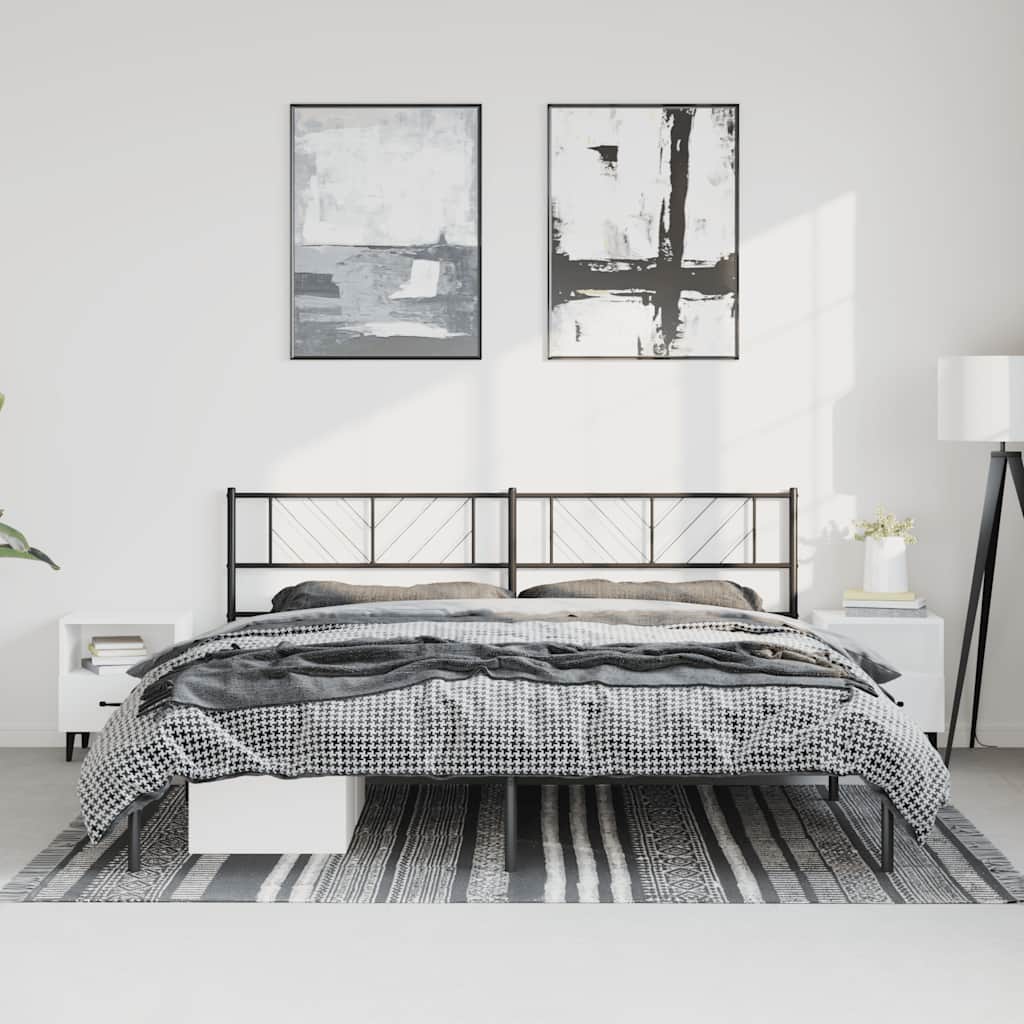 Cadre de lit métal sans matelas avec tête de lit noir 193x203cm - XIOS
