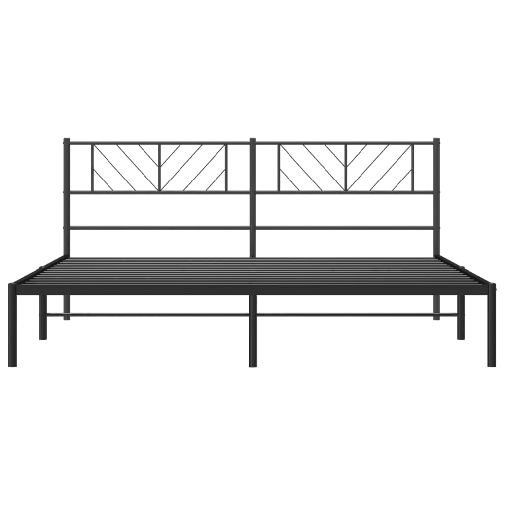 Cadre de lit métal sans matelas avec tête de lit noir 200x200cm - XIOS