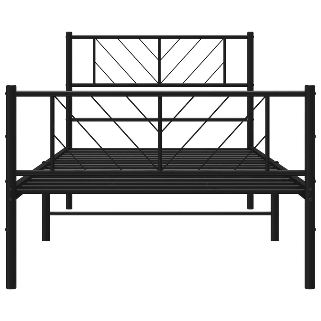 Cadre de lit métal sans matelas avec pied de lit noir 90x200 cm - XIOS