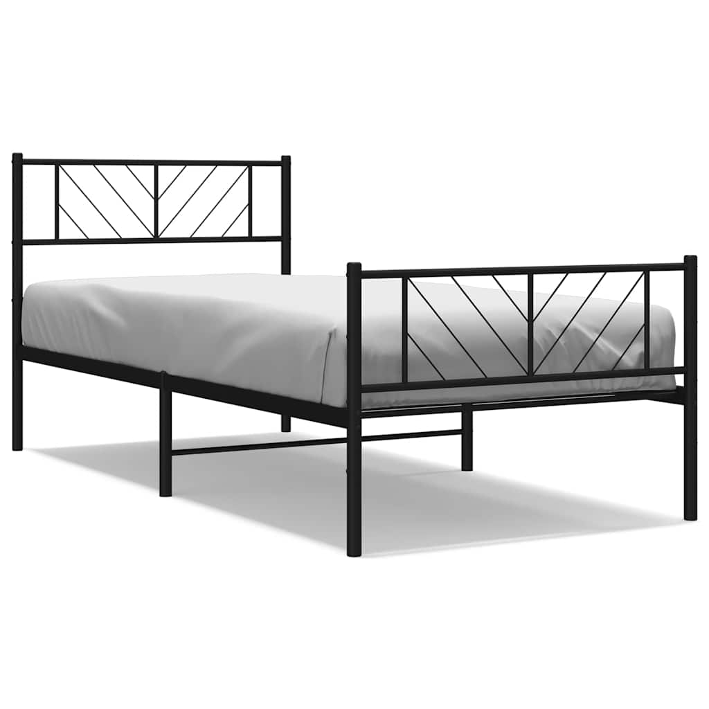Cadre de lit métal sans matelas avec pied de lit noir 100x190cm - XIOS