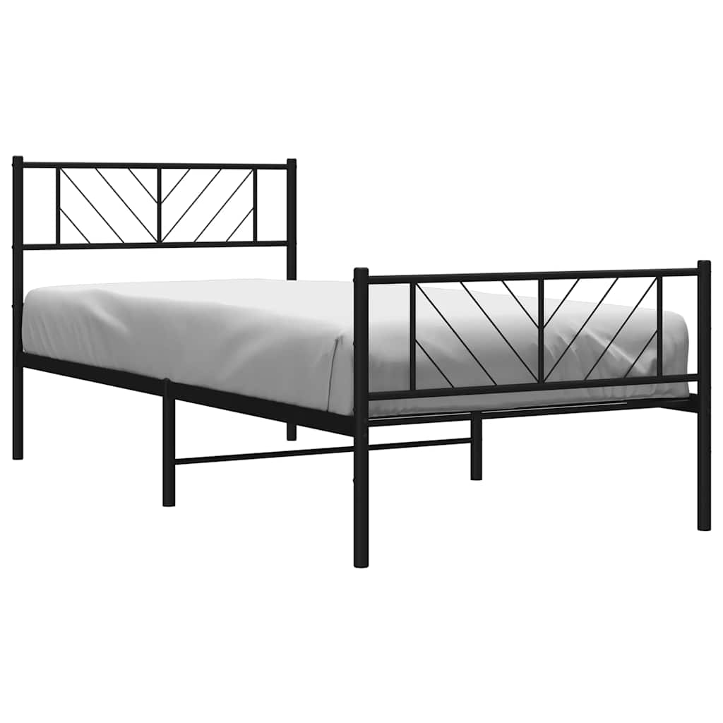 Cadre de lit métal sans matelas avec pied de lit noir 100x190cm - XIOS
