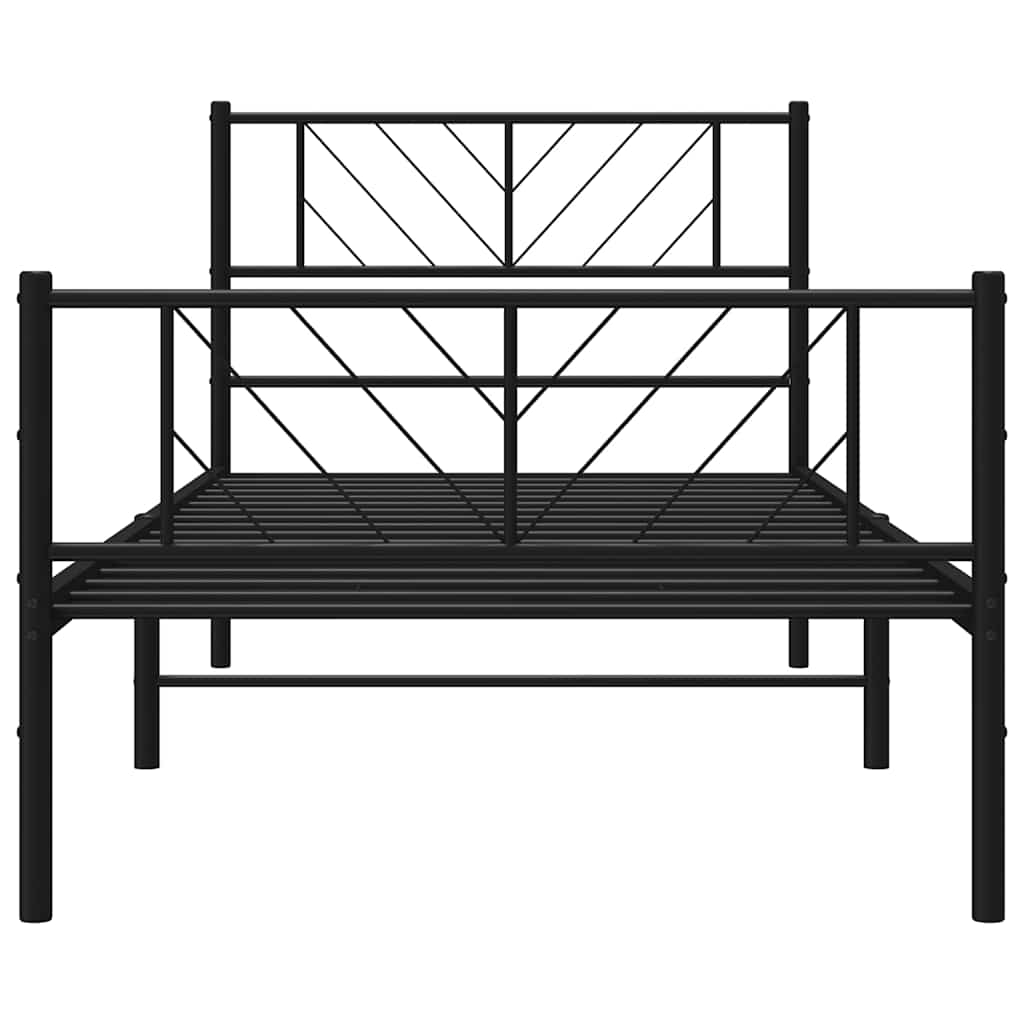 Cadre de lit métal sans matelas avec pied de lit noir 100x190cm - XIOS