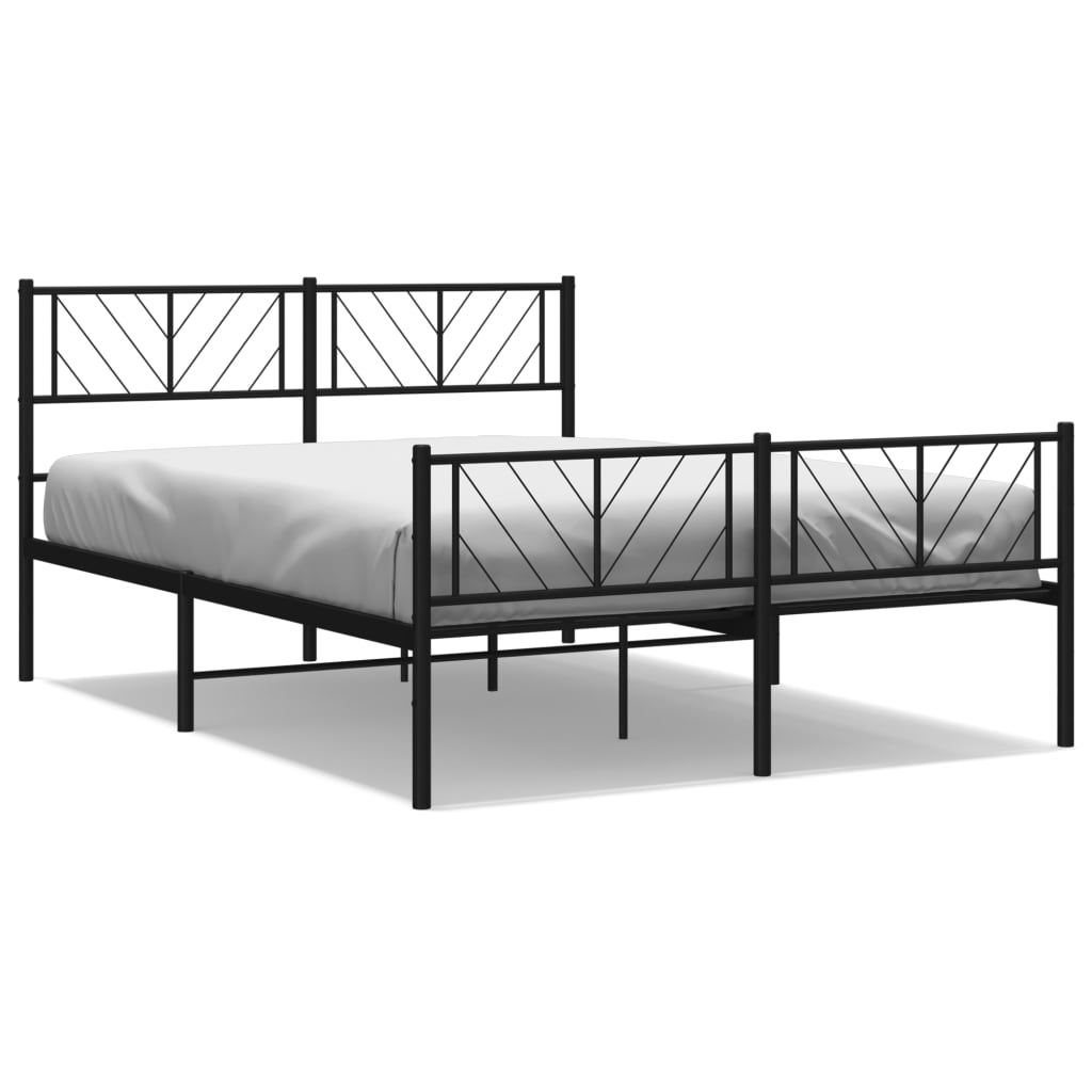 Cadre de lit métal sans matelas avec pied de lit noir 120x190cm - XIOS