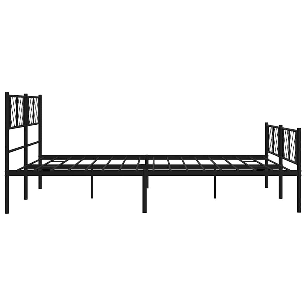 Cadre de lit métal sans matelas avec pied de lit noir 193x203cm - XIOS