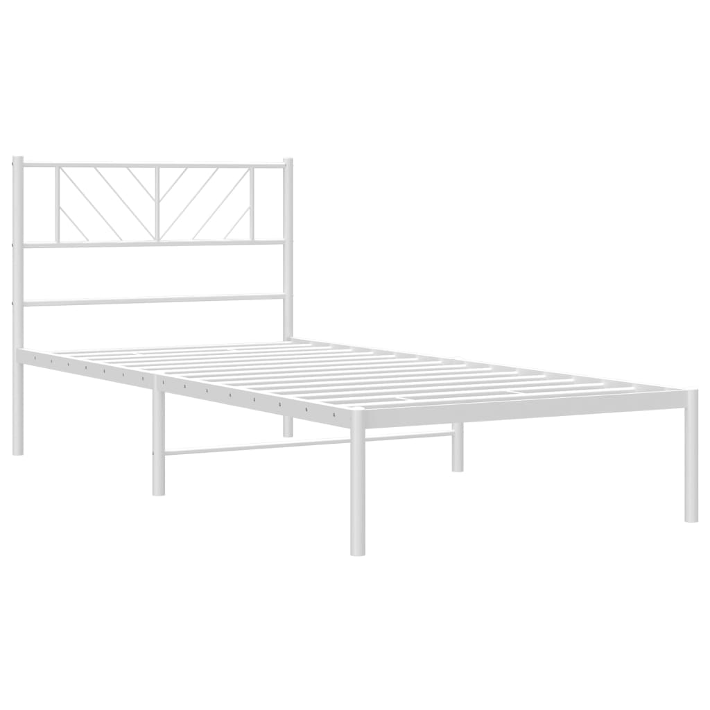 Cadre de lit métal sans matelas avec tête de lit blanc 90x200cm - XIOS