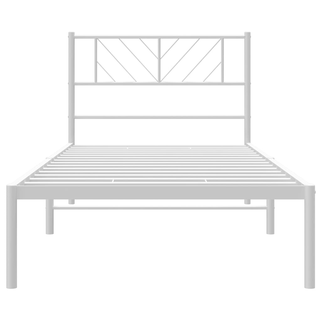 Cadre de lit métal sans matelas avec tête de lit blanc 90x200cm - XIOS
