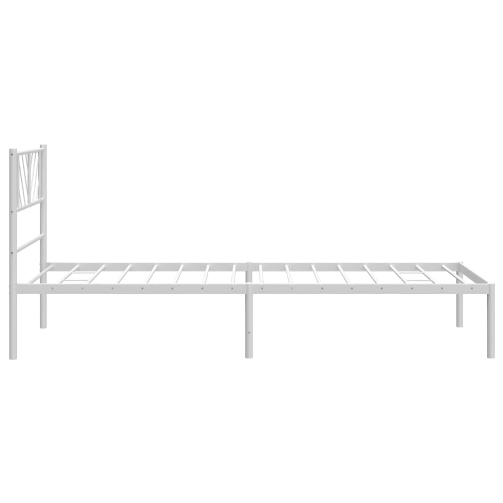 Cadre de lit métal sans matelas avec tête de lit blanc 90x200cm - XIOS
