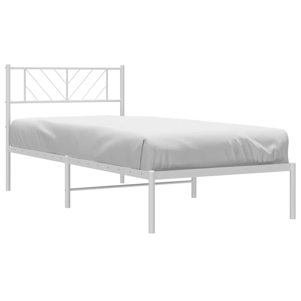 Cadre de lit métal sans matelas et tête de lit blanc 100x190 cm - XIOS