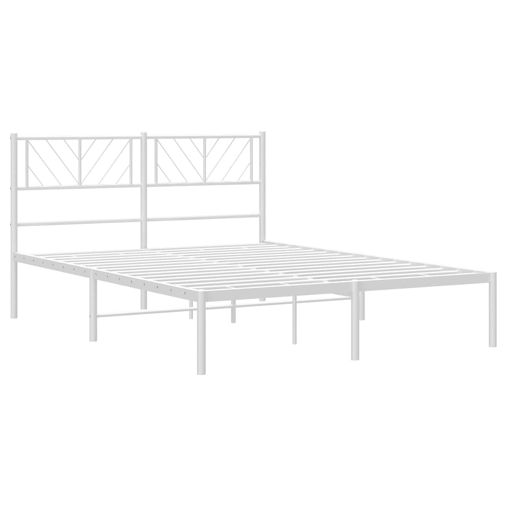 Cadre de lit métal sans matelas et tête de lit blanc 135x190 cm - XIOS