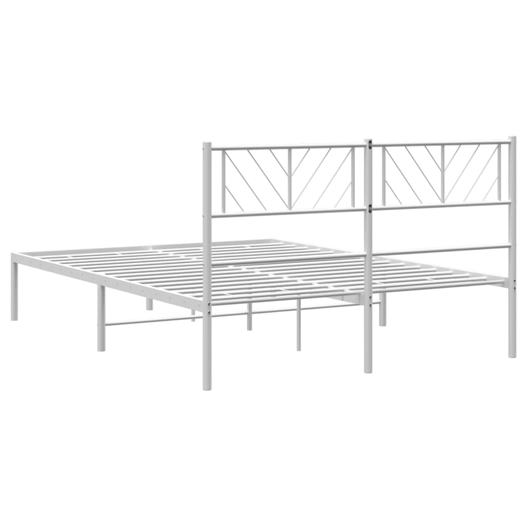 Cadre de lit métal sans matelas et tête de lit blanc 140x200 cm - XIOS