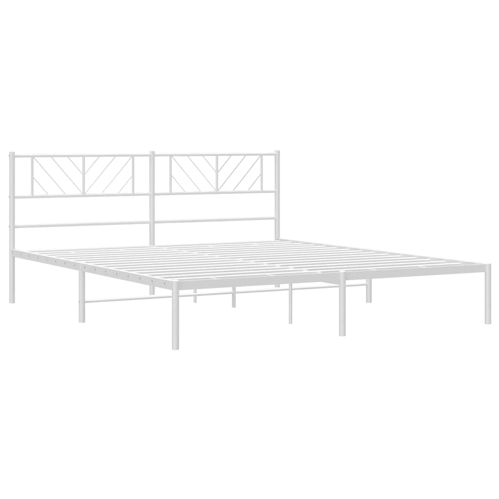Cadre de lit métal sans matelas et tête de lit blanc 183x213 cm - XIOS