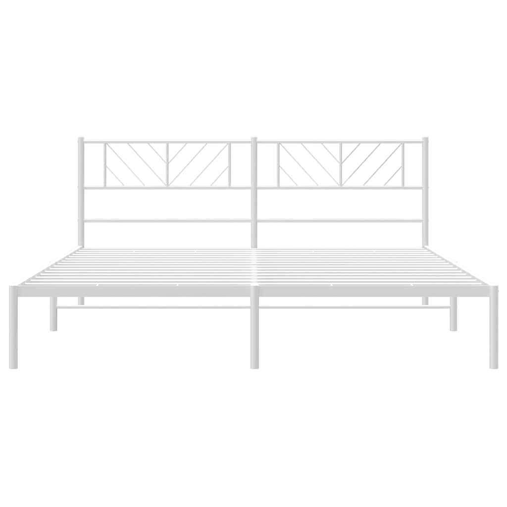 Cadre de lit métal sans matelas et tête de lit blanc 183x213 cm - XIOS