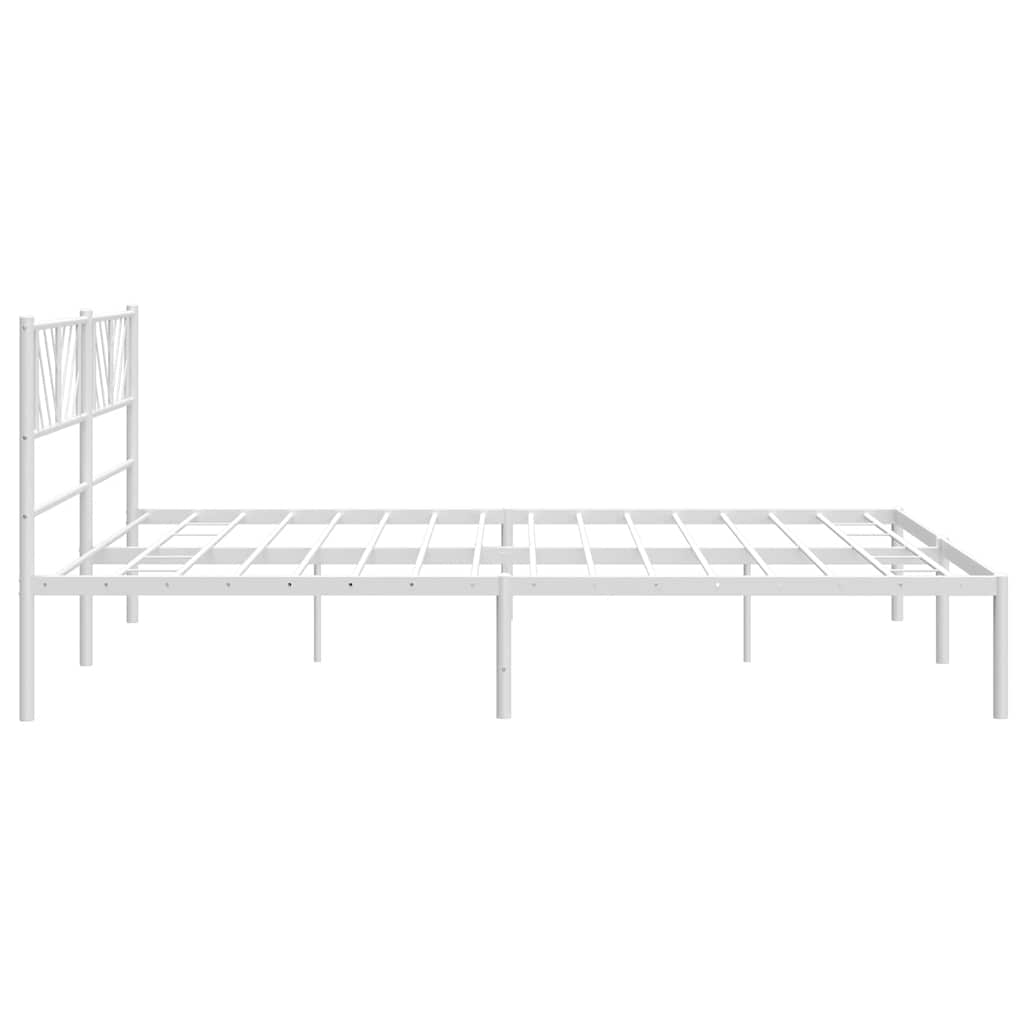 Cadre de lit métal sans matelas et tête de lit blanc 183x213 cm - XIOS