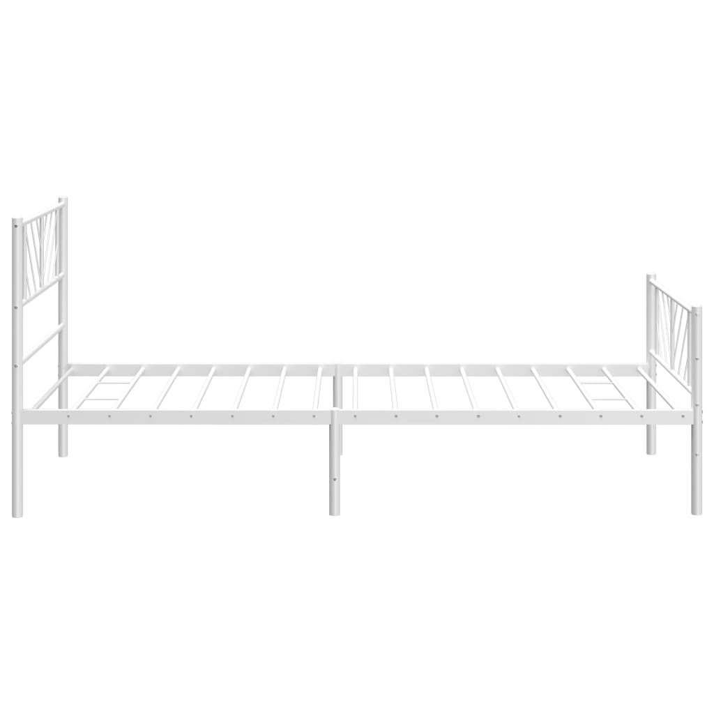 Cadre de lit métal sans matelas avec pied de lit blanc 75x190cm - XIOS