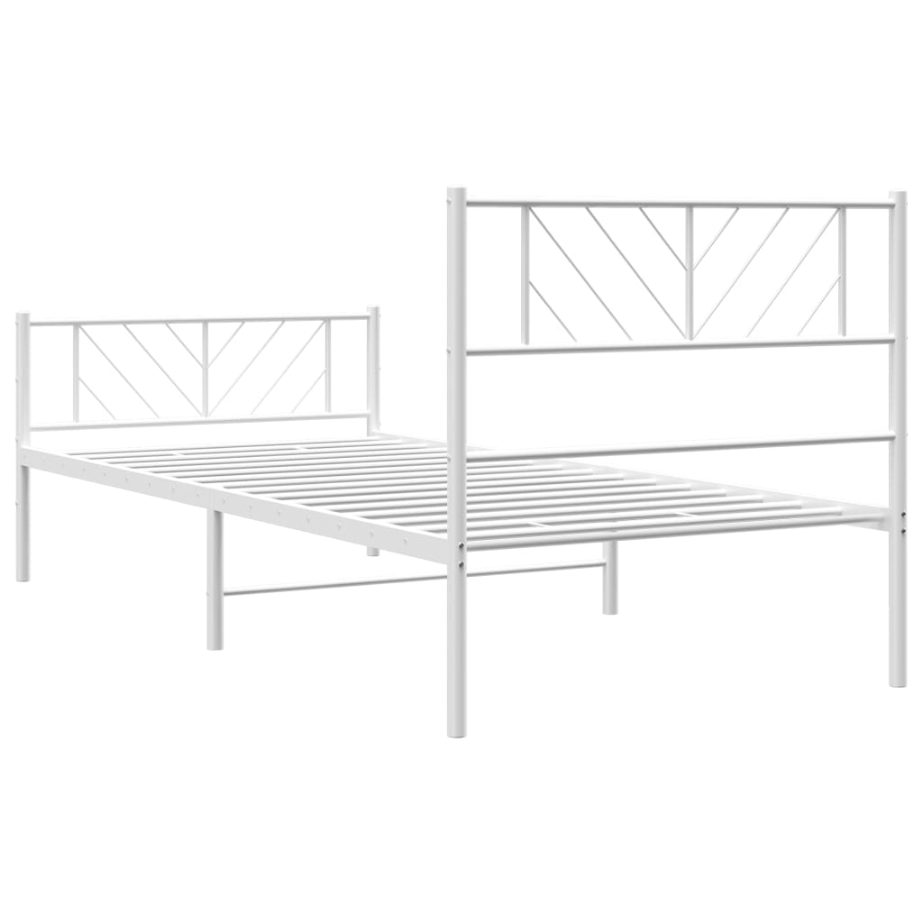 Cadre de lit métal sans matelas avec pied de lit blanc 90x200cm - XIOS