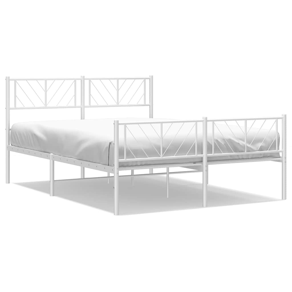 Cadre de lit métal sans matelas et pied de lit blanc 135x190 cm - XIOS