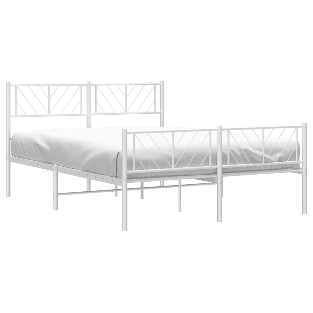 Cadre de lit métal sans matelas et pied de lit blanc 135x190 cm - XIOS