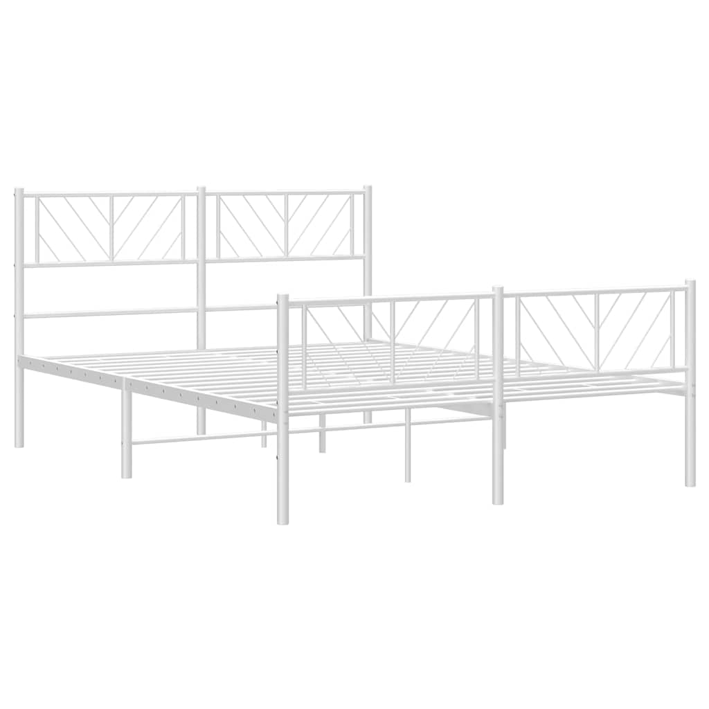 Cadre de lit métal sans matelas et pied de lit blanc 135x190 cm - XIOS