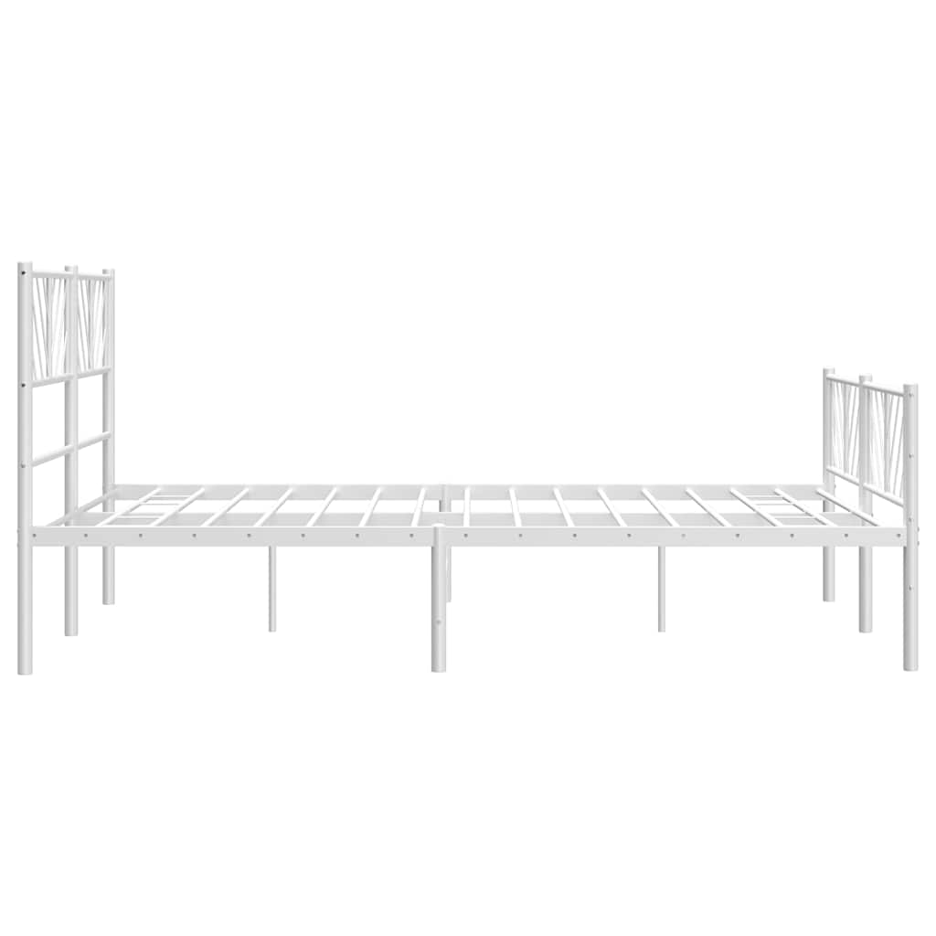 Cadre de lit métal sans matelas et pied de lit blanc 135x190 cm - XIOS