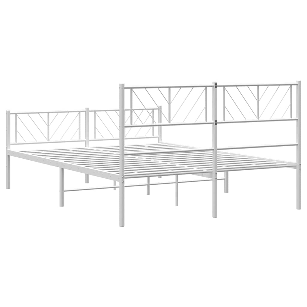 Cadre de lit métal sans matelas et pied de lit blanc 135x190 cm - XIOS