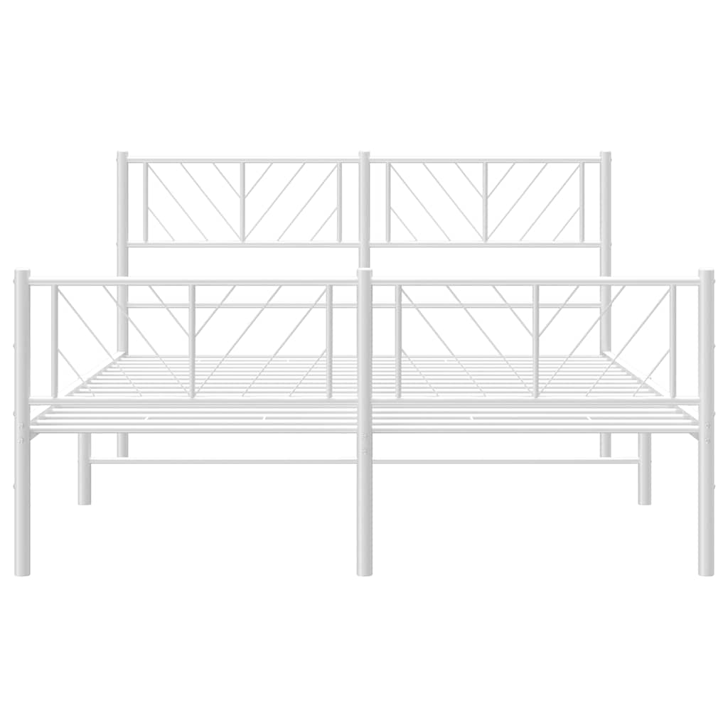 Cadre de lit métal sans matelas et pied de lit blanc 150x200 cm - XIOS