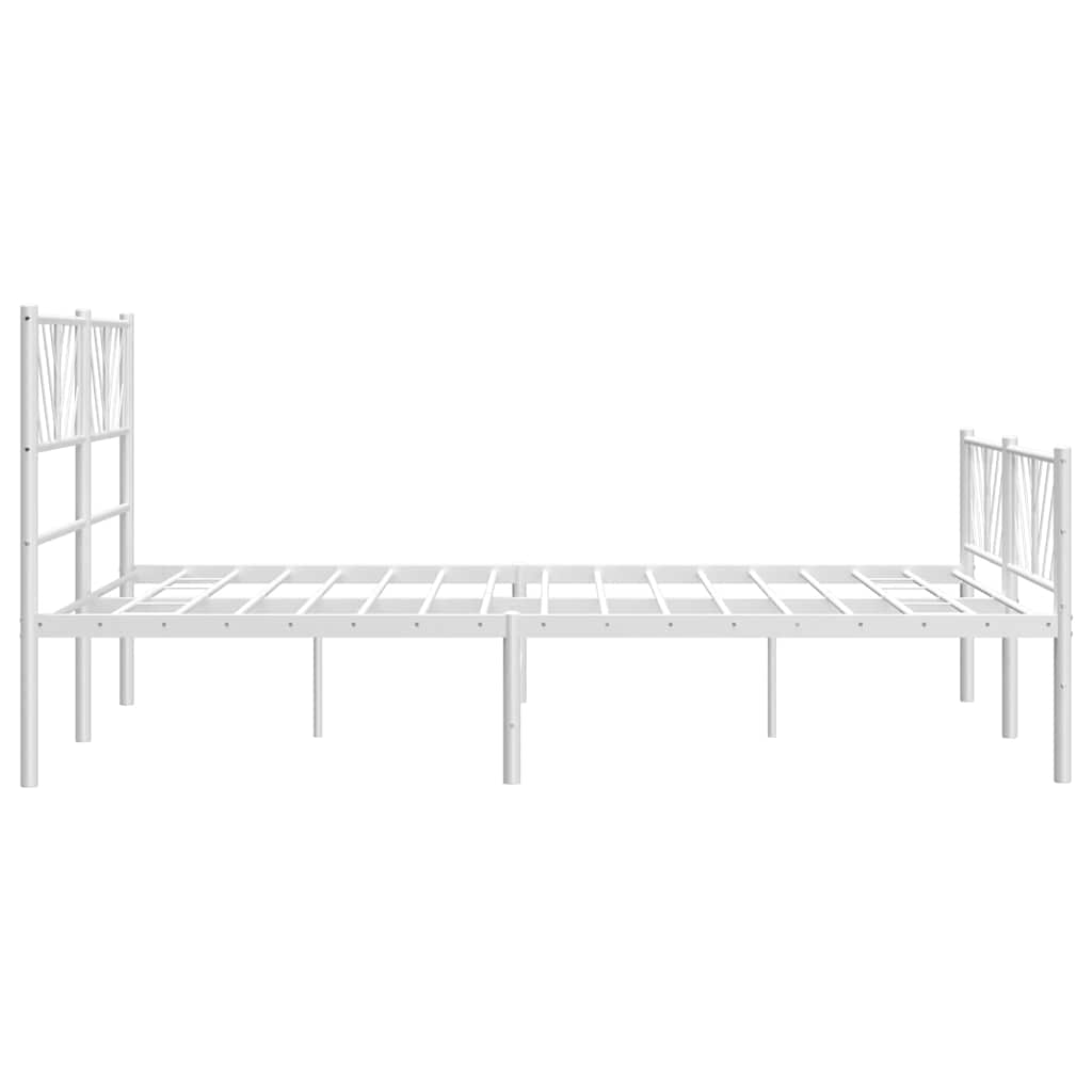 Cadre de lit métal sans matelas et pied de lit blanc 150x200 cm - XIOS