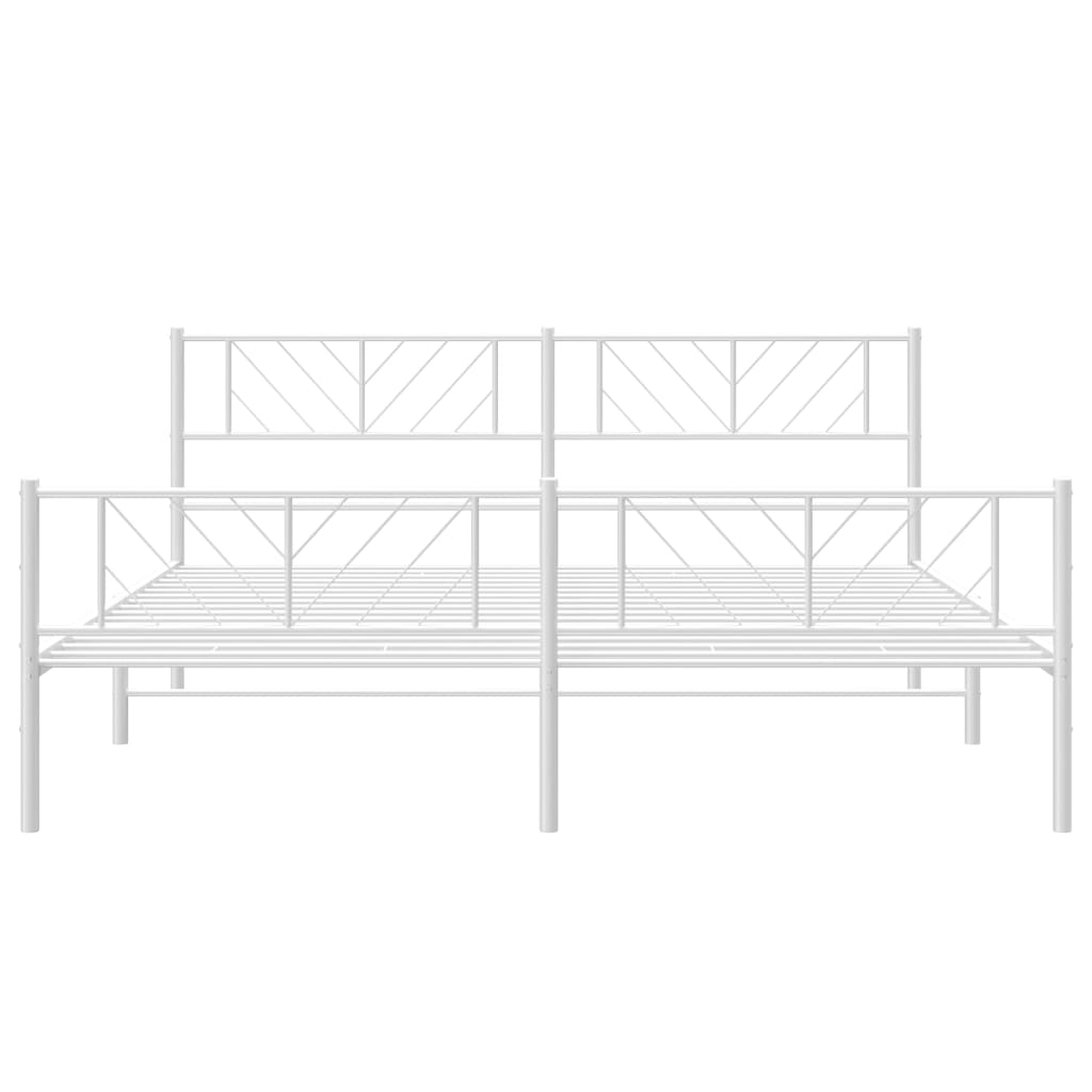 Cadre de lit métal sans matelas et pied de lit blanc 180x200 cm - XIOS