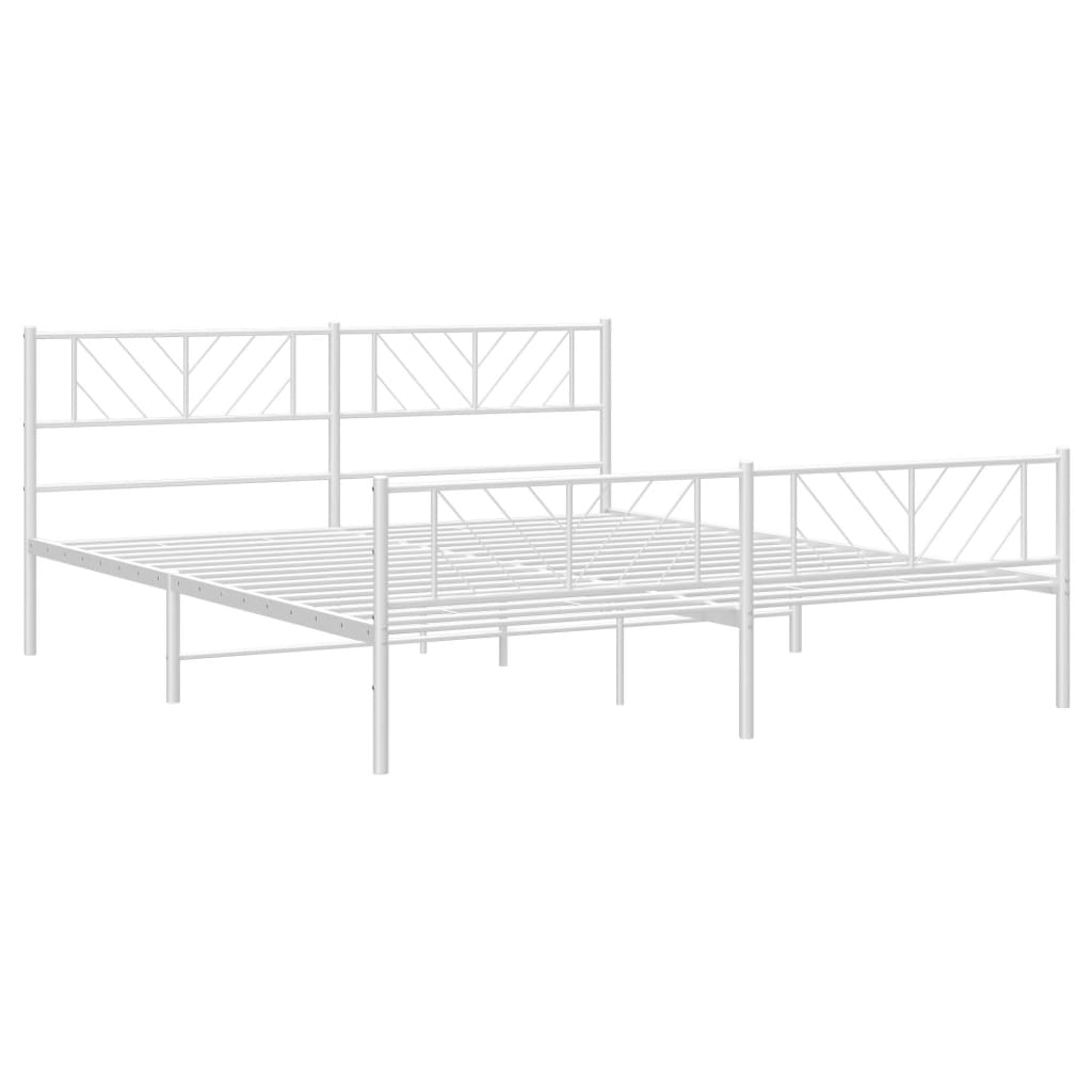 Cadre de lit métal sans matelas et pied de lit blanc 183x213 cm - XIOS