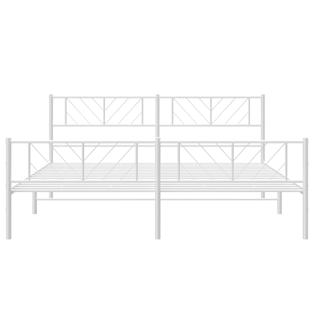Cadre de lit métal sans matelas et pied de lit blanc 183x213 cm - XIOS